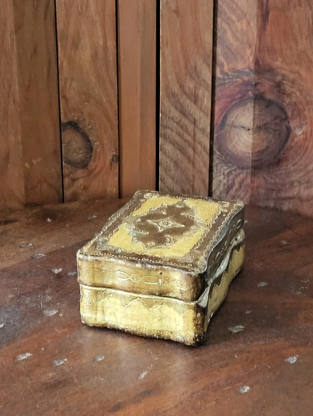 Vintage Small Ornate Gold Trinket Box